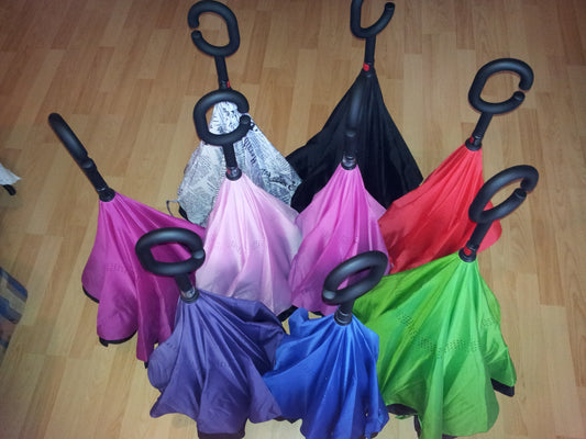 Freihand-Doppellagen-Regenschirm mit C-Griff  STURMSICHER verschiedene Farben